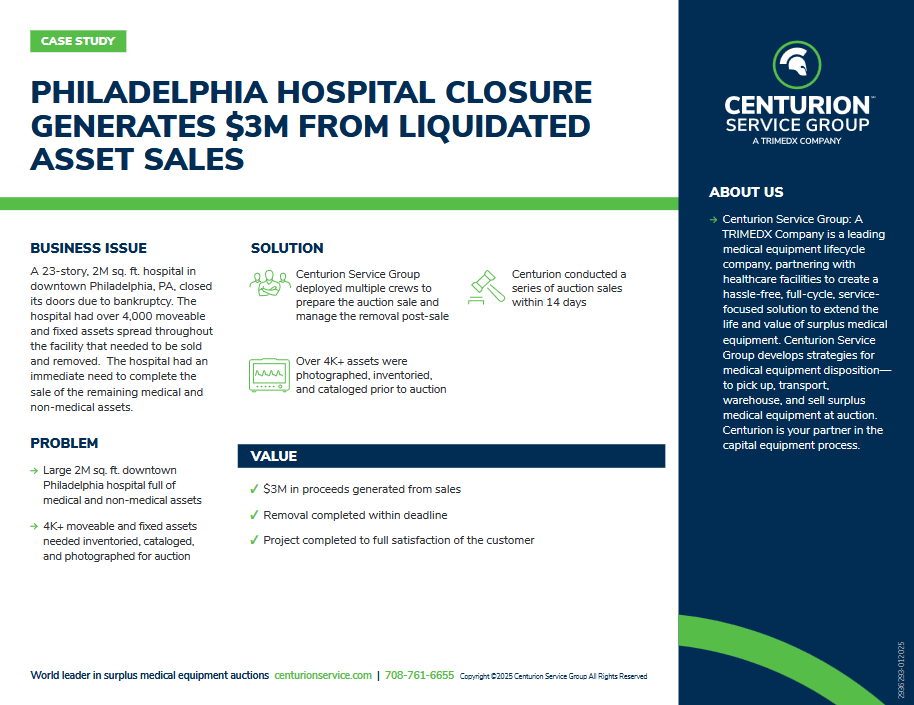 Centurion Service Group Philadelphia Closure Case Study Preview